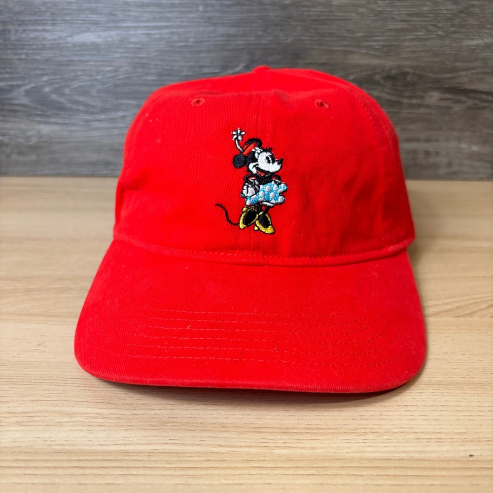 Disney Hat Cap Snap Back Womens Red Minnie Mouse Adjustable
